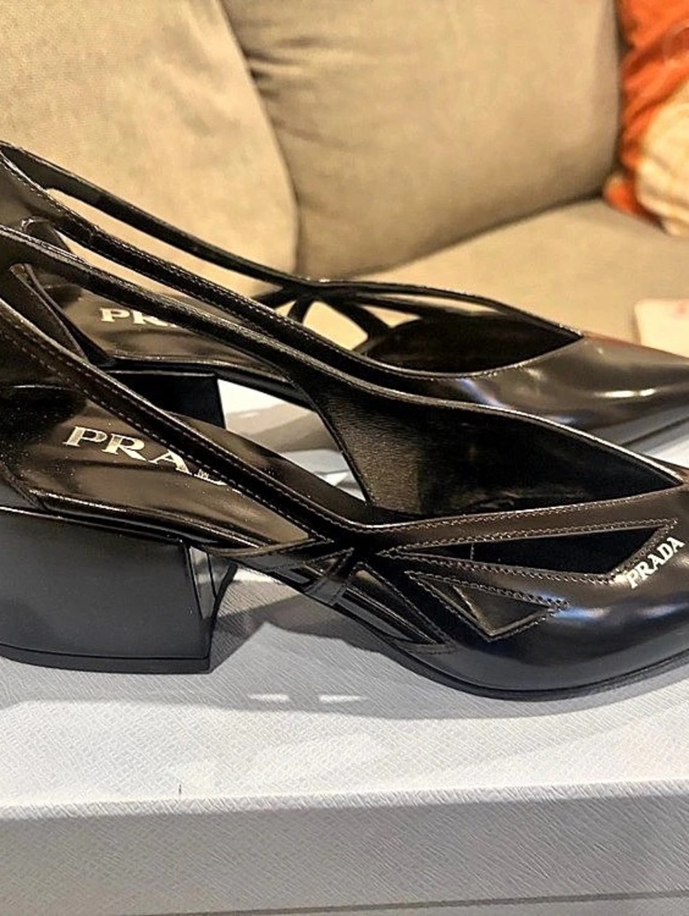 Prada Spazzolato slingback wedge pumps Black EU 36.5 - Picture 2 of 8